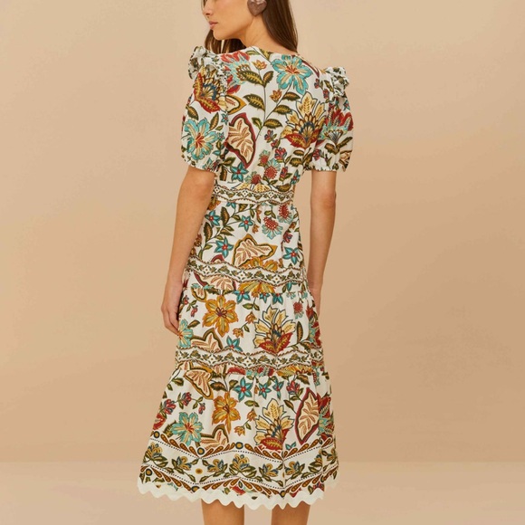 Farm Rio Off-White Botanicals Belted Midi Dress - Picture 5 of 9